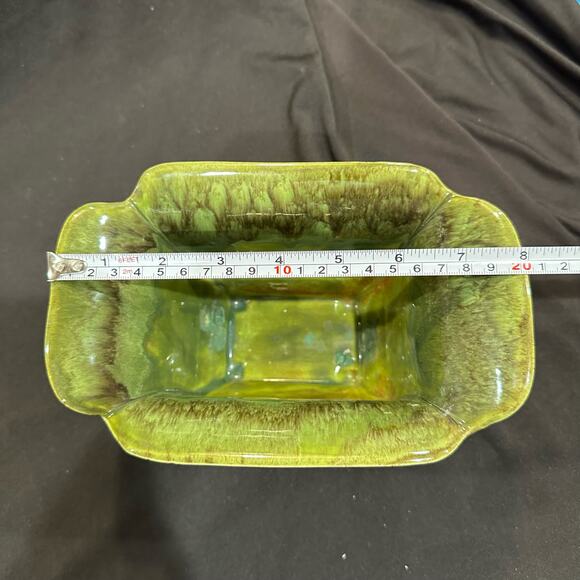 Vintage Drip Glaze Planter Rectangle Wide Rim 8x5" - Picture 8 of 15